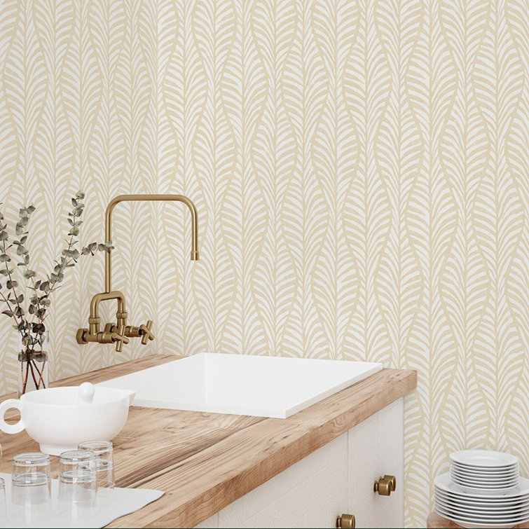 Bay Isle Home Block Print Leaves Peel and Stick Wallpaper & Reviews